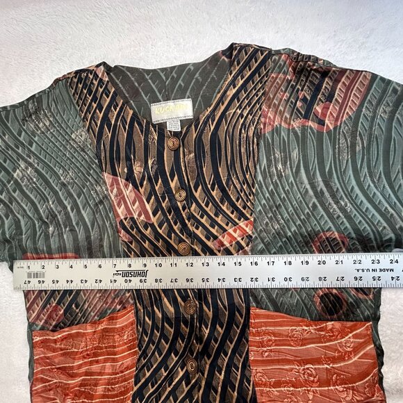 Kusnadi New York Womens Abstract Print Handmade Rayon Top Button Front Art Wear - Picture 5 of 7